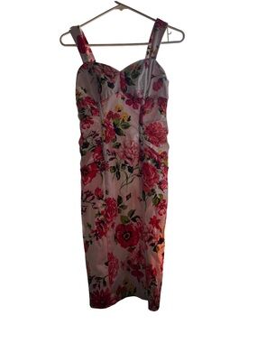 Cache Pink Floral Sweetheart Midi Dress